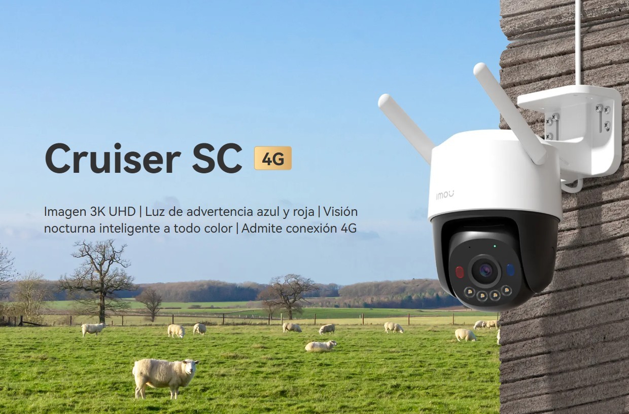 IPC-K7FN-3H0TE-AM. Cruiser SC 4G Cámara Imou de 3MP lente PT 355° con Sirena y luces, Audio, Seguimiento automático, Micro SD, Soporta SimCard 4G (debe contratar plan de datos con su ISP)